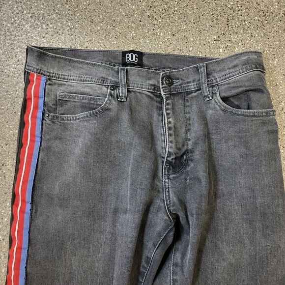 BDG Super Skinny Acid Wash Blue Red Stripe Jeans Women's Size 32 Funky Sport - Picture 4 of 13